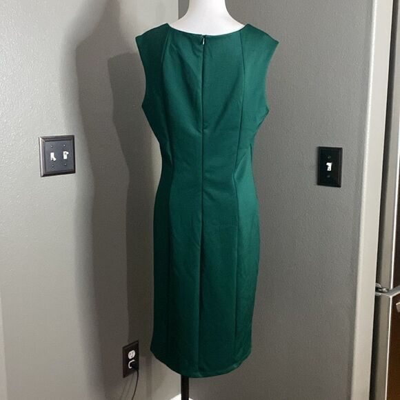 Haani Hunter Green Sheath Dress Stretch Sleeveless - Picture 6 of 9